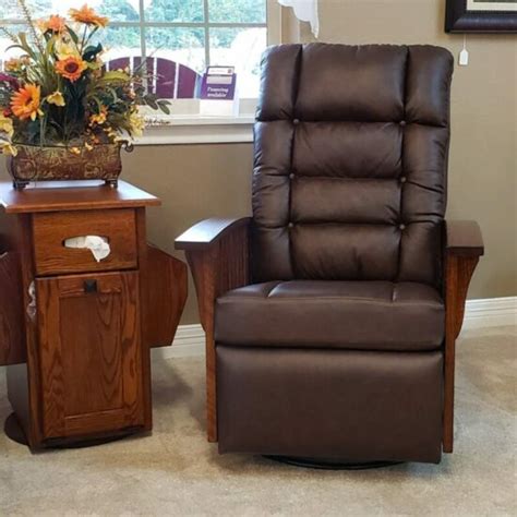Mission Oak Leather Swivel Recliner Oak Creek Amish Furniture