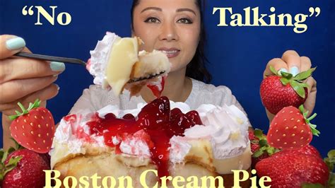 Asmr Eating Strawberry Boston Creme Pie 🥧 4 Th Of July No Talking
