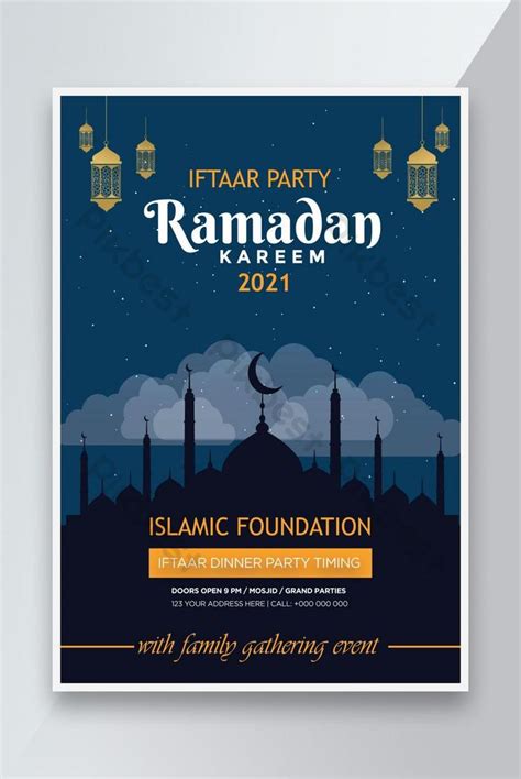 Ramadan Mubarak Iftar Party Flyer Template Eps Free Download Pikbest