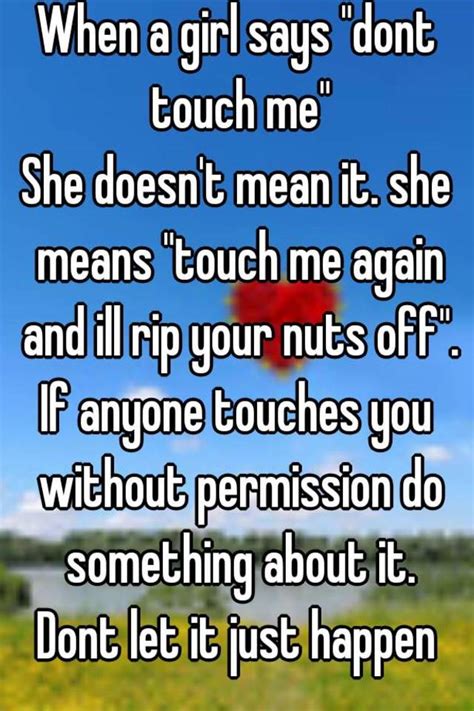 when a girl says dont touch me she doesn t mean it she means touch me again and ill rip your