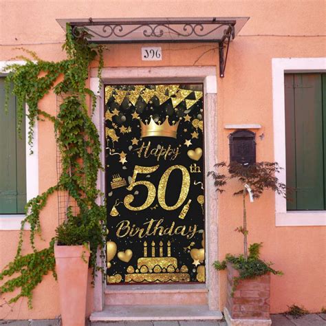 Mocossmy Happy 50th Birthday Door Bannerlarge Black And Gold Happy