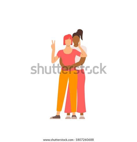 Two Lesbians Hugging Romantic Couple On Stock Vector Royalty Free 1807260688 Shutterstock