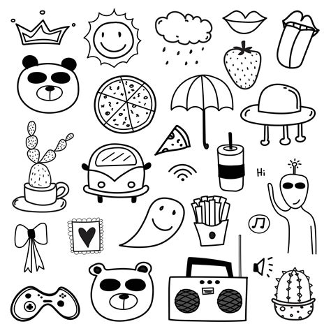 Hand Drawn Doodle Lovely Vector Set Doodle Funny Clipart Set Doodle