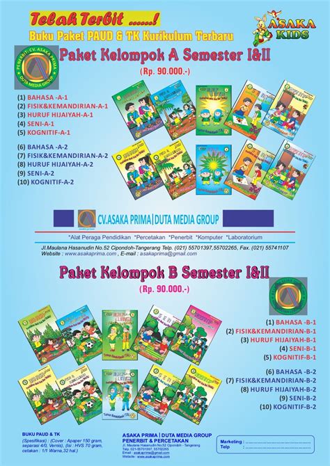 Katalog Buku Paud Asaka Prima Tahun Ajaran Baru 2017 2018paket Buku