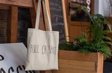 Full Of Shit Funny Canvas Tote Bag Market Bag Cute Grocery Etsy
