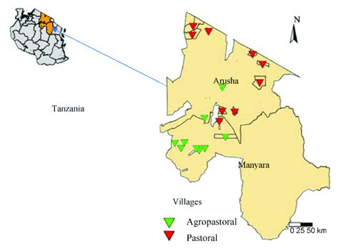 Map Showing The Position Of The Arusha And Manyara Regions In Northern