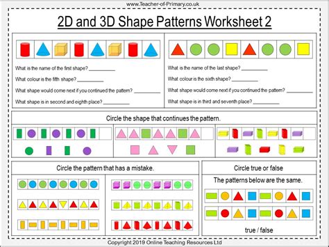 2d And 3d Shape Patterns Year 1 Teaching Resources