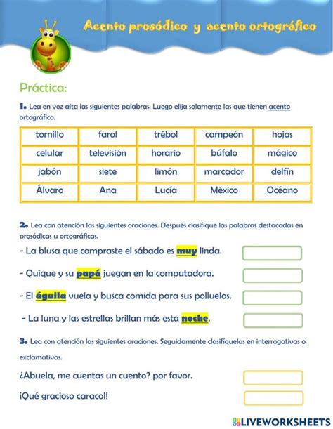 The Spanish Language Worksheet For Children To Learn How To Read And