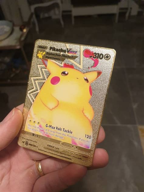 Gold Pikachu Vmax Pokemon Card Hyper Rare V Metal Etsy Nederland