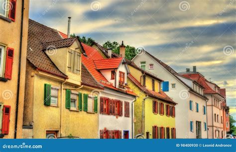 Typical Half Timbered Houses In Tubingen Baden Wurttemberg Germany