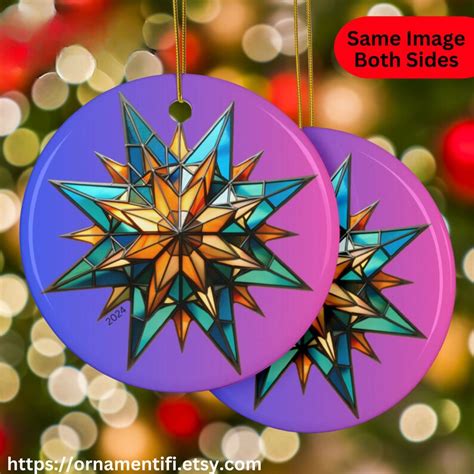 Star Christmas Ornaments Star Stained Glass Ceramic Holiday