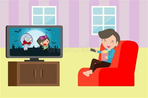 Child Watching Tv Isolated Stock Vector Illustration Of Leisure