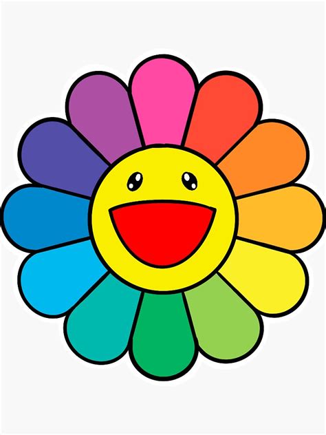 Takashi Murakimi Rainbow Smiley Flower Sticker For Sale By Luv