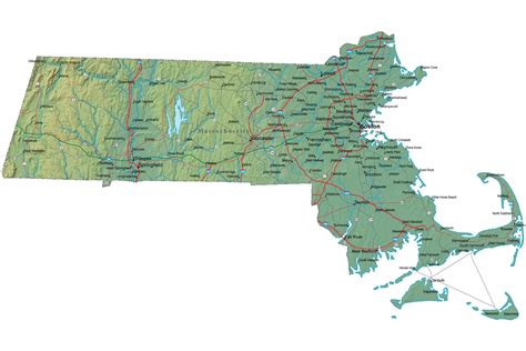 Massachusetts State Map With Towns Map