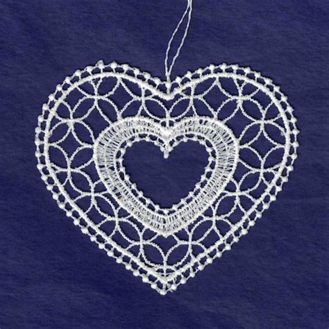White Lace Heart Ornament ~ 3