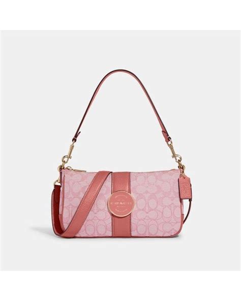 Coach Outlet Lonnie Baguette In Signature Jacquard In Pink Lyst