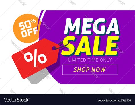 Mega Sale Banner Design With Price Discount Offer Vector Image