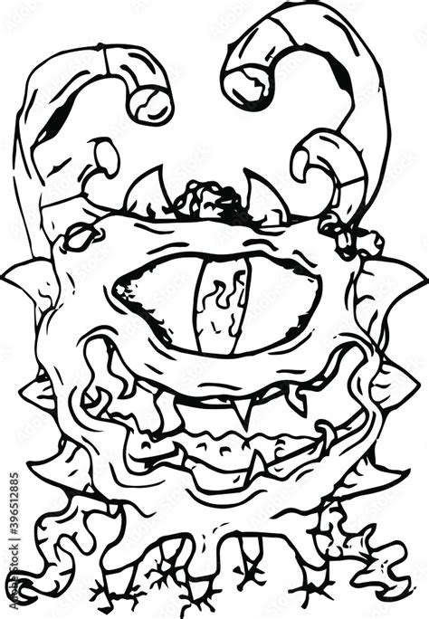 Vector Drawing Of A Scary Monster Evil Monster Stock Vector Adobe Stock
