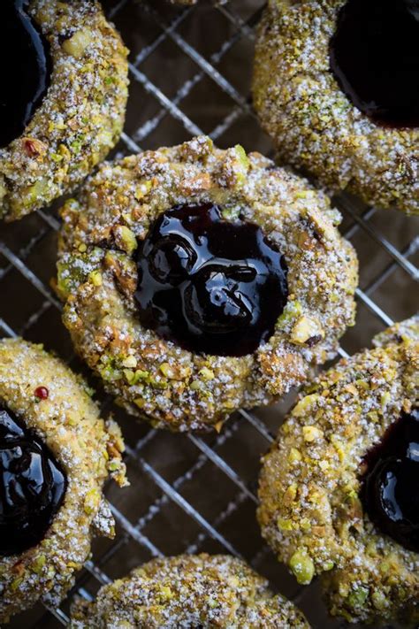 Pistachio Thumbprint Cookies With Black Currant Jam A Beautiful Plate