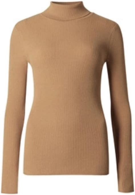 Marks And Spencer Ribbed Polo Neck Camel Jumper Knirwear Womens Mands
