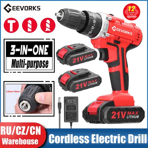 21v Cordless Impact Drill Rechargeable Battery Impact Screwdriver