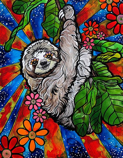 Sloth Giclee Print By Robin Arthur Aka Robiniart Tropical Etsy