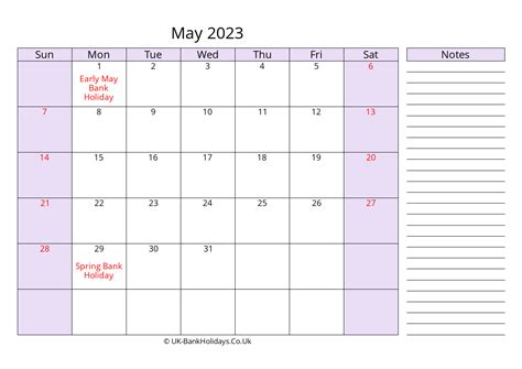 Download Free Printable May 2023 Uk Calendar