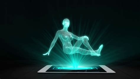 Person Projection Futuristic Holographic Display Tablet Hologram Technology Stock Video Footage