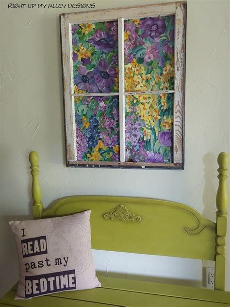 Vintage Painted Window With A Monet Like Look With Vivid Purples Blues Yellows And An Array Of