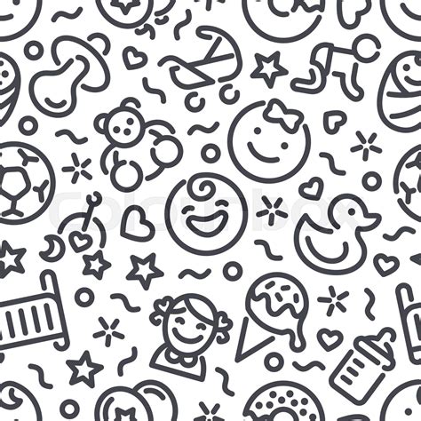 Baby Seamless Pattern With Icons Stock Vector Colourbox