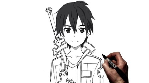 How To Draw Kirito Step By Step Sword Art Online Youtube
