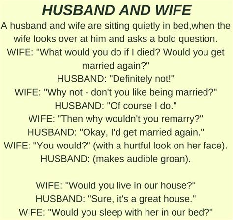 Husband Wife Jokes Husband And Wife Husband Wife Humor Wife Humor