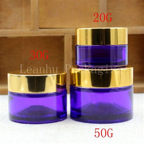 20 30 50g Purple Glass Cream Jar With Gold Screw Cap Eye Cream Mask Packaging Bottle Empty