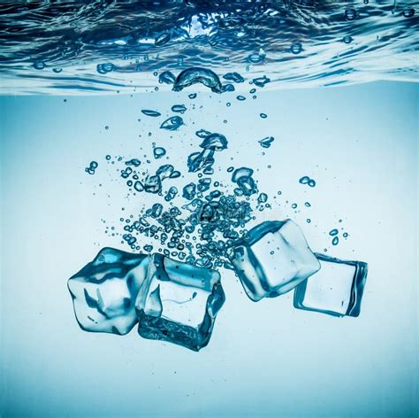 Ice Cubes Falling Under Water Stock Photo Image 42216624