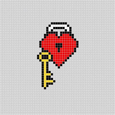Corazón Y Llave Heart And Key Pixel Art Patterns Pixel Art Pattern