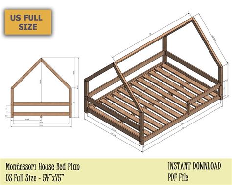 In other words, i write plans for awesome looking furniture that are so easy it will blow your mind! Full Size Montessori Bed Plan, Toddler House Bed Frame ...