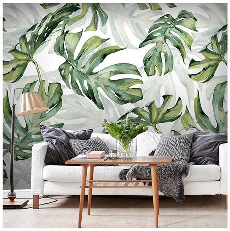Rainforest Tropical Green Leaves Wallpaper Wall Murals Etsy การตก