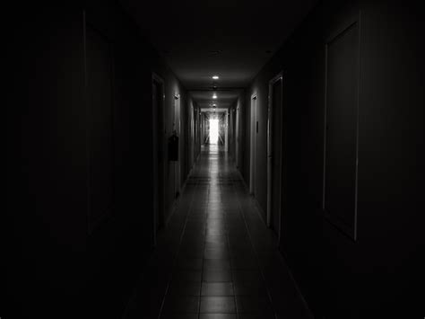 Premium Photo Dark Mysterious Corridor In Building Door Room