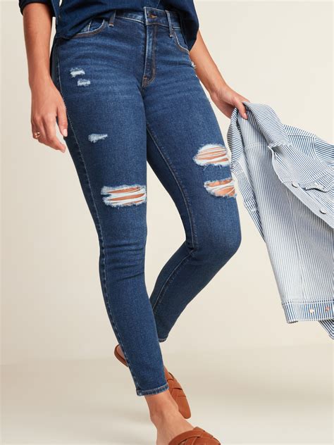 Mid Rise Rockstar Super Skinny Ripped Jeans For Women Old Navy