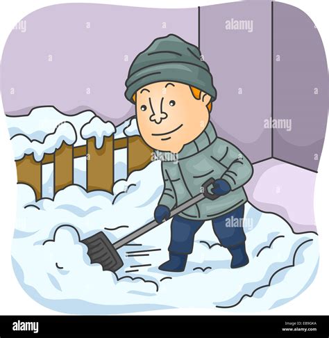 Illustration Of A Man Shoveling Snow Stock Photo Alamy