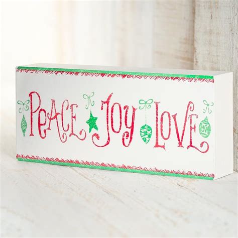 Peace Love Joy Chunky Wood Block Sign New Items Seasonal