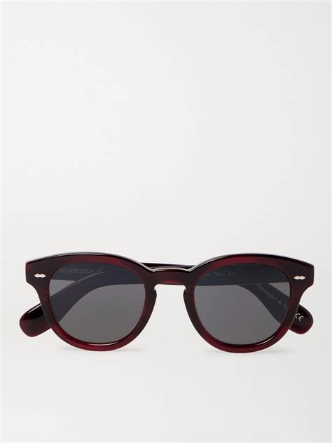 Oliver Peoples Cary Grant Round Frame Acetate Sunglasses In Burgundy