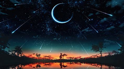 Anime Night Sky Wallpaper K Pc Stargazing Stars Night Sky Scenery Porn Sex Picture