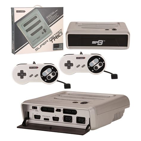 Snes Genesis Nes Retro Bit Super Retrotrio 3 Gaming Console Silver