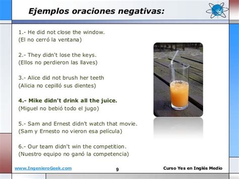 oraciones en pasado simple afirmativas negativas e interrogativas en inglés y español