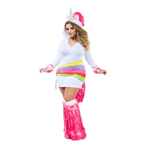 Halloween Adult Sassy Plus Rainbow Unicorn Costume