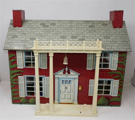Marx Colonial Tin Metal Dollhouse With Covered Front Porch Rare
