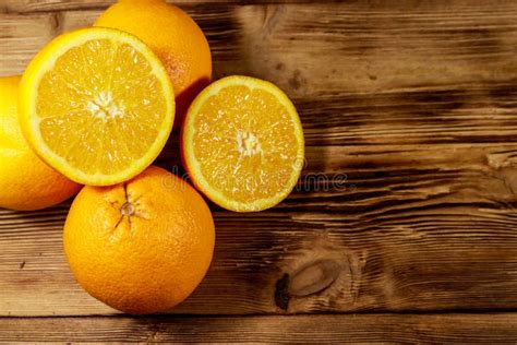 Fresh Oranges On Wooden Table Stock Image Image Of Organic Fruit