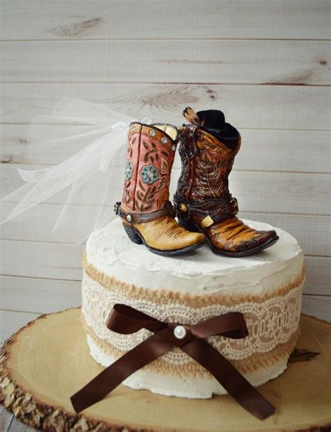 Cowboy Boot Wedding Cake Topper For Grooms Cake Western Etsy