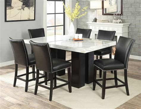 Steve Silver Cm420wt Camila Counter Height Dining Room Set With Black